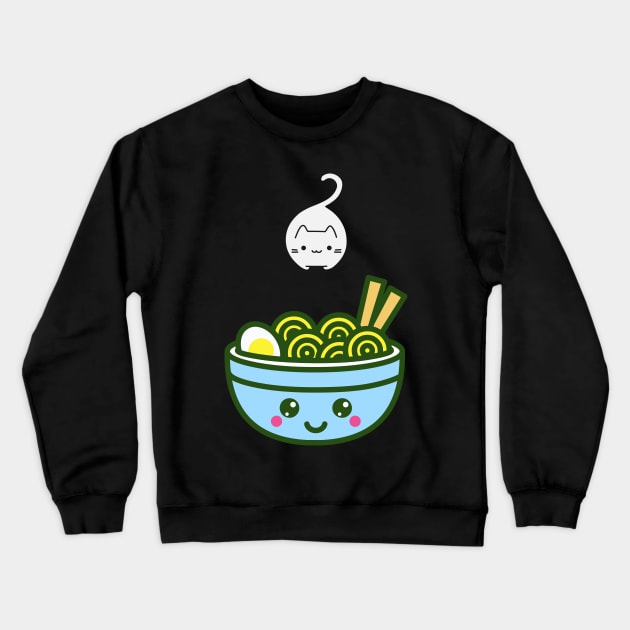 Ramen and cat Crewneck Sweatshirt by Hunter_c4 "Click here to uncover more designs"